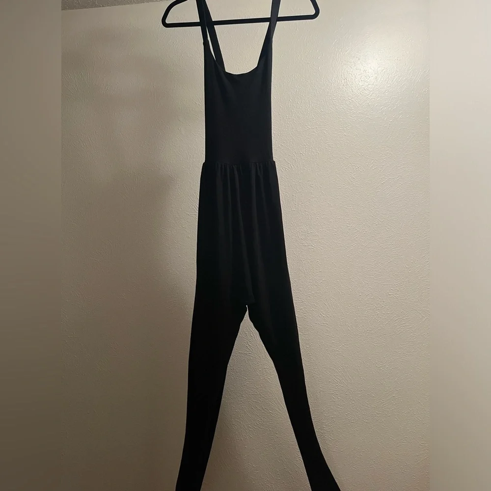 Black Racerback Jumpsuit Romper - Picture 2 of 5